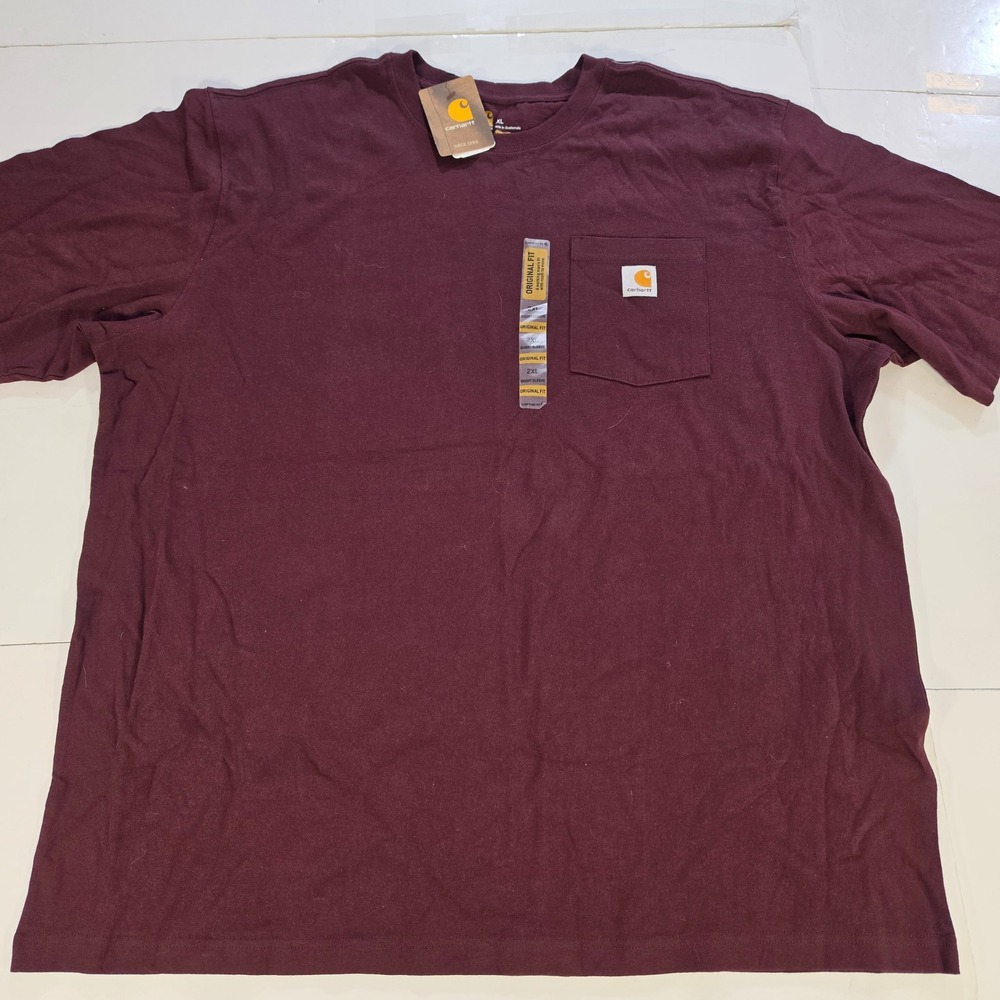 Carhartt K87 Mens Original Fit Pocket T-Shirt Port Burgundy 2XL K87-PRT NWT